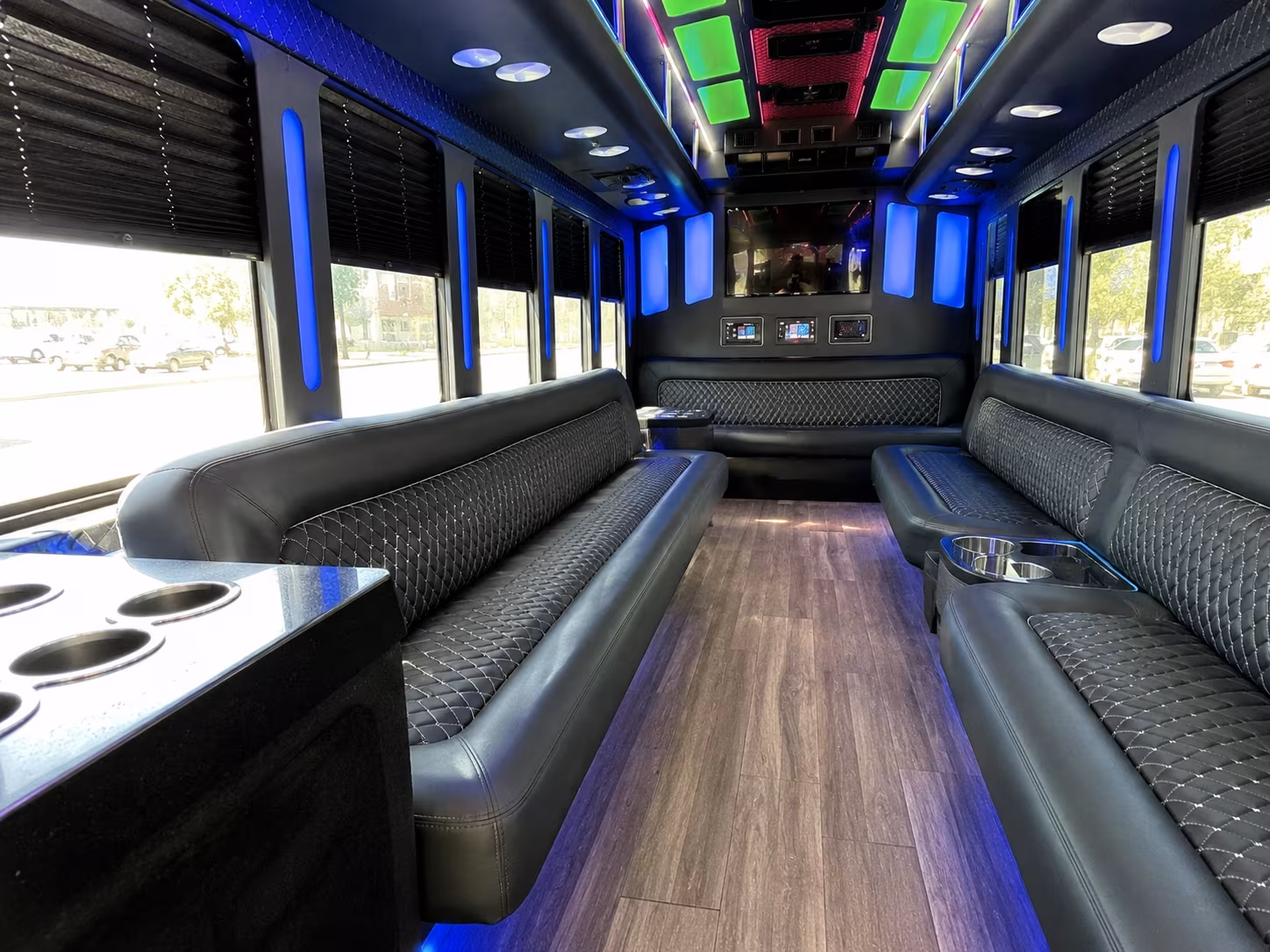 brownsville 15 passenger party bus inside
