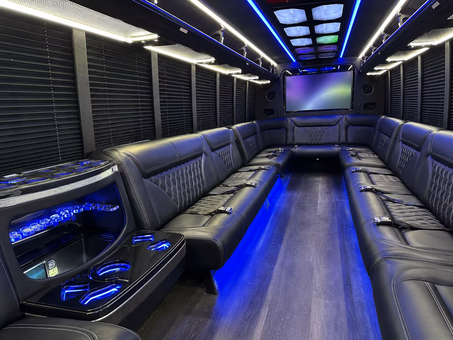 brownsville 20 passenger party bus inside
