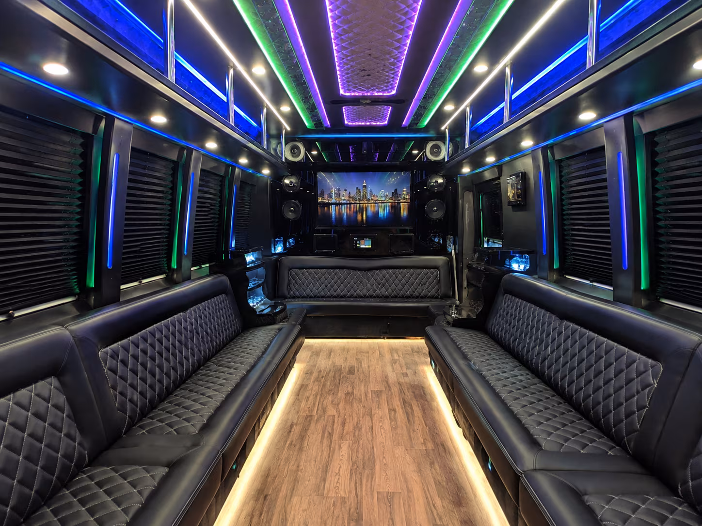 brownsville 25 passenger party bus interior