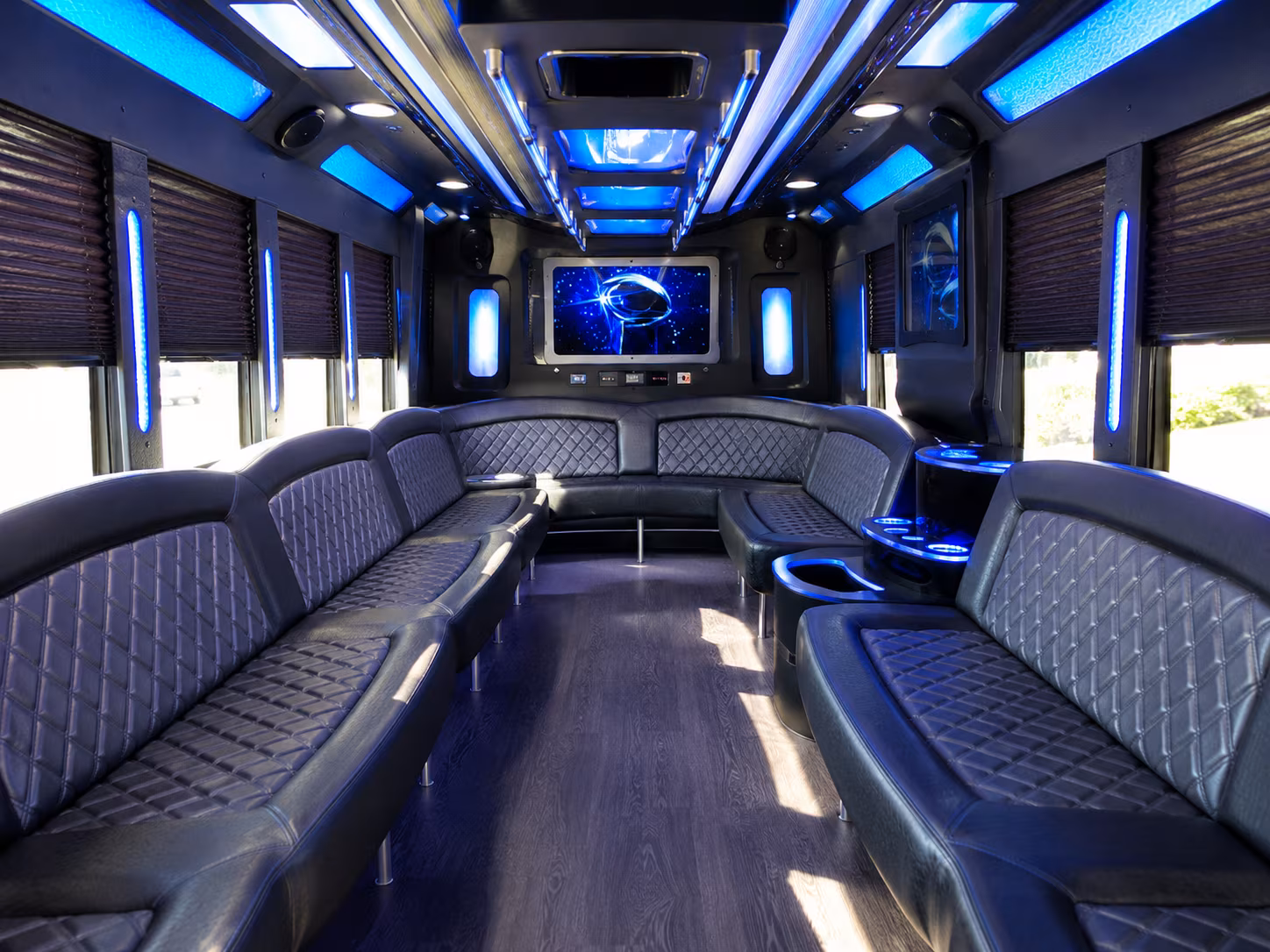 brownsville 28 passenger party bus inside